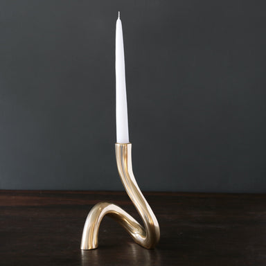 Gold 8" Serpente Candlestick Sierra Modern