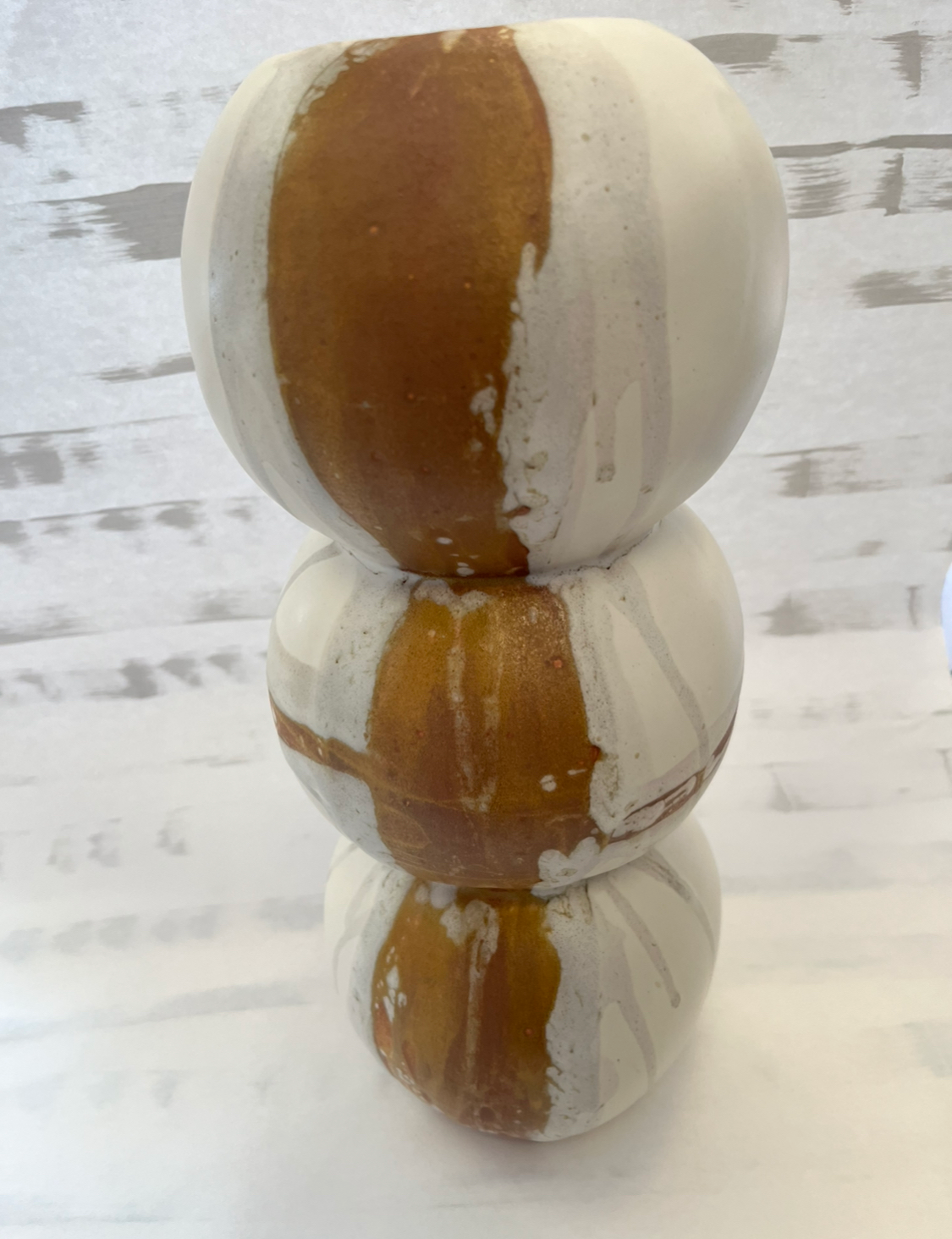 Sienna on Matte White Triple Sphere Vase