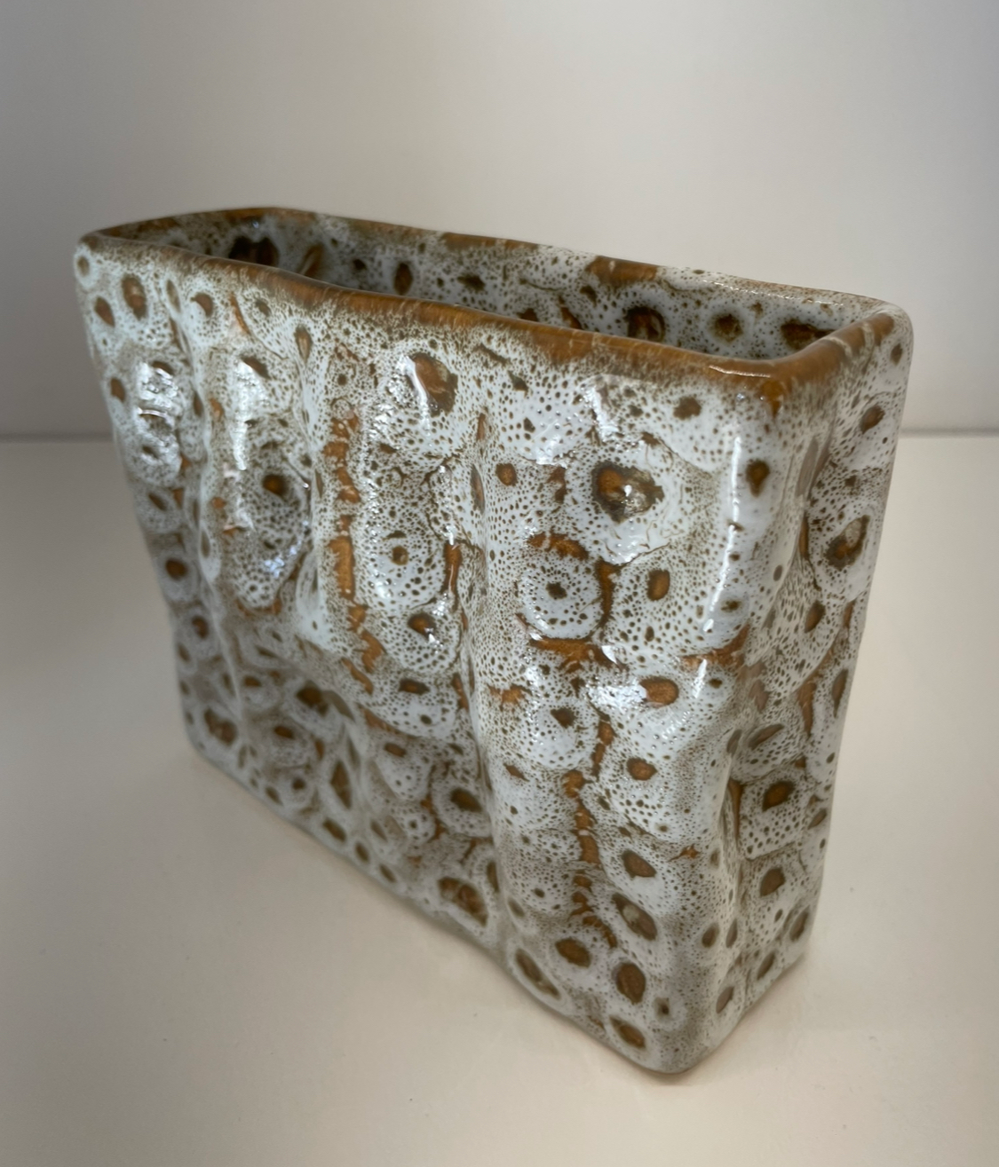 Mini Speckled Brown Rectangle Ripple Vase