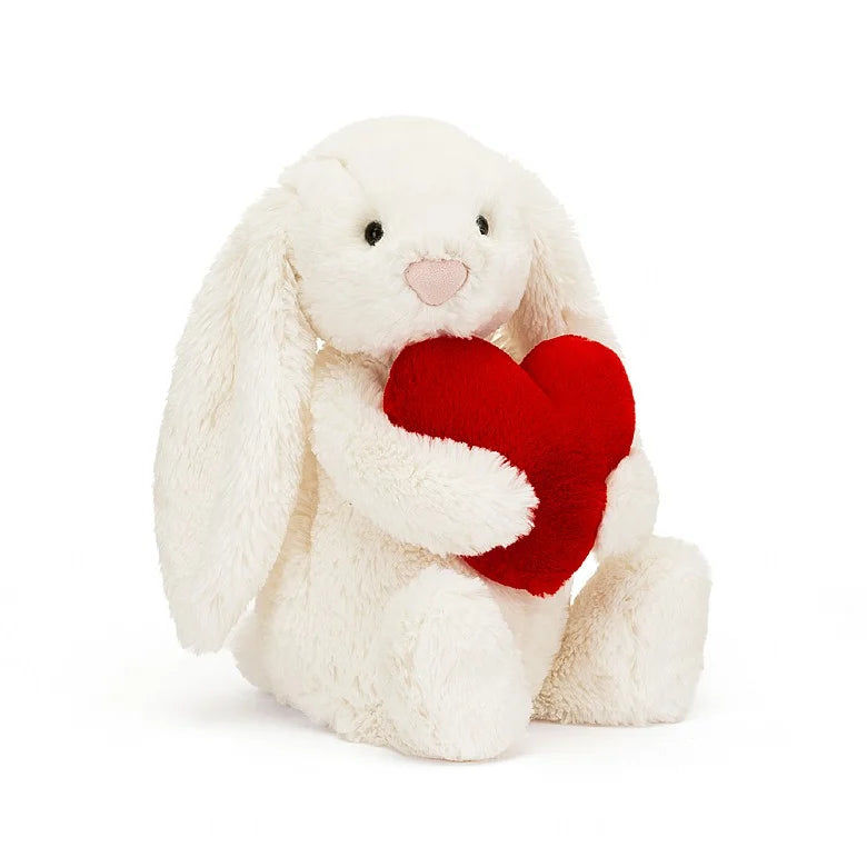 Bashful Red Love Heart Bunny Stuffed Animal