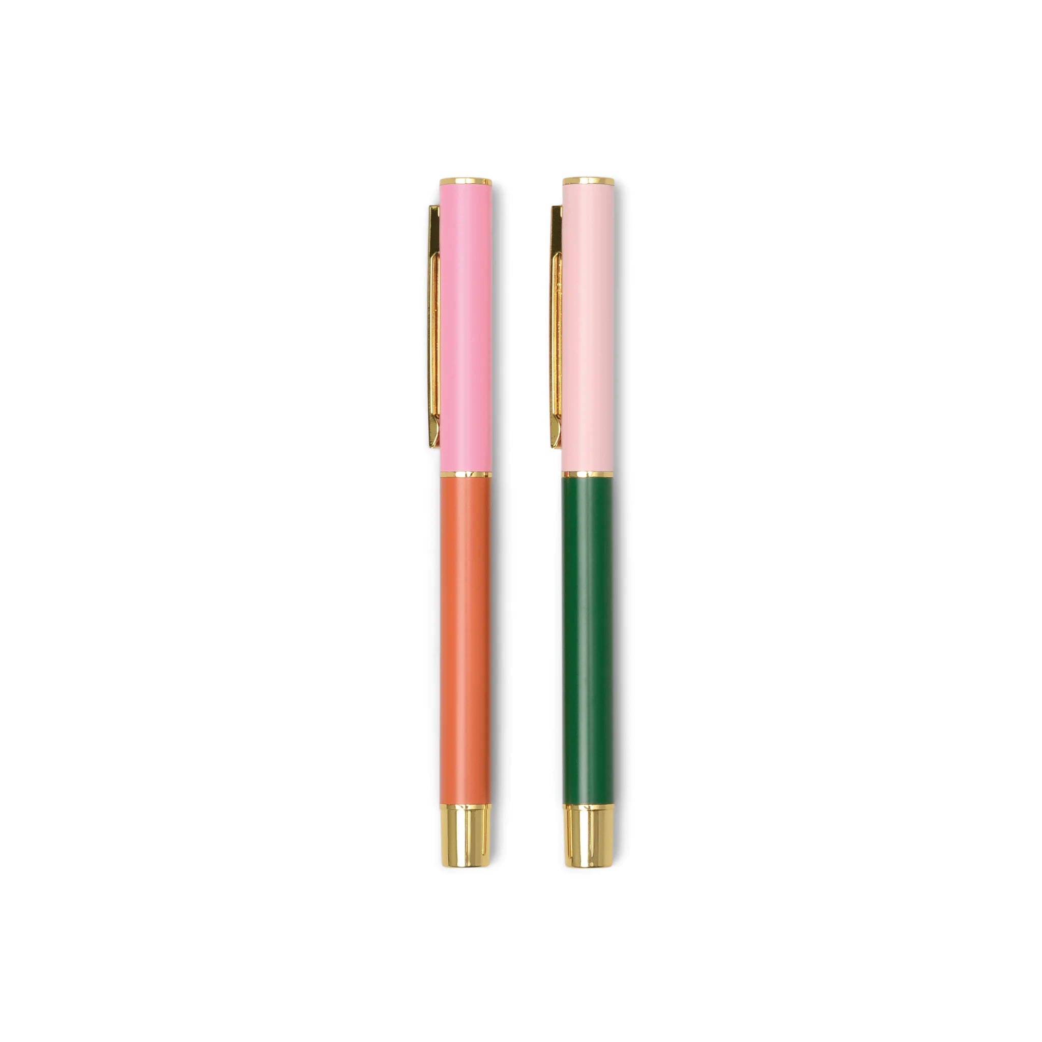 Red Orange and Emerald Color Block Pen Set