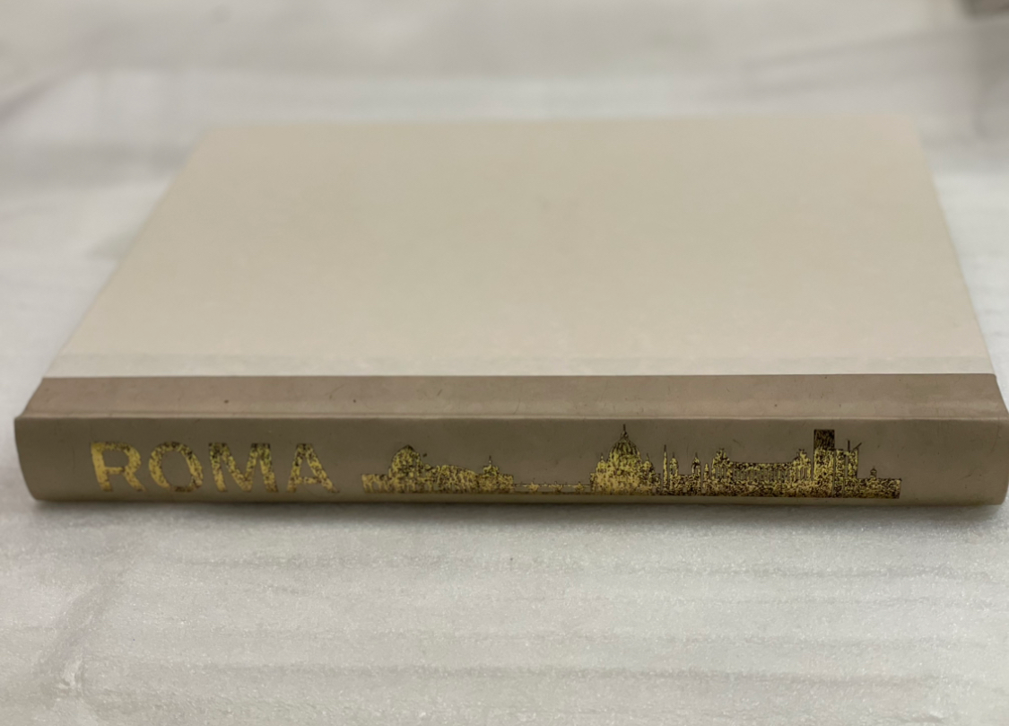 Roma Gold Letter Taupe Travel Blank Journal