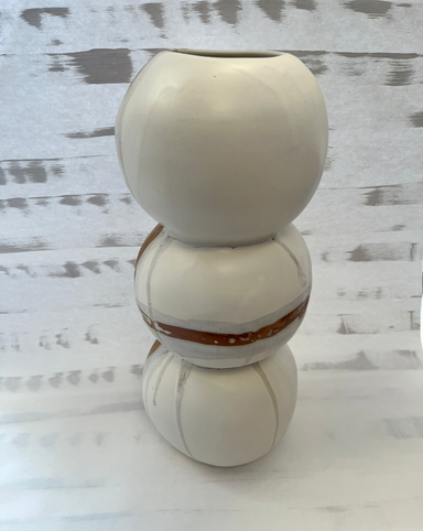 Sienna on Matte White Triple Sphere Vase