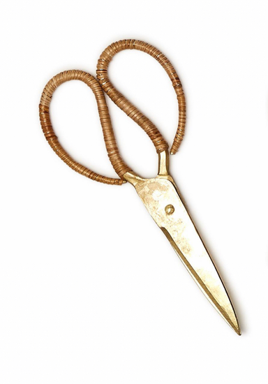 Cane Wrapped Gold Scissors Large