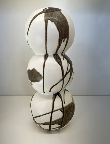 Charcoal Abstract Stripe Triple Sphere Vase