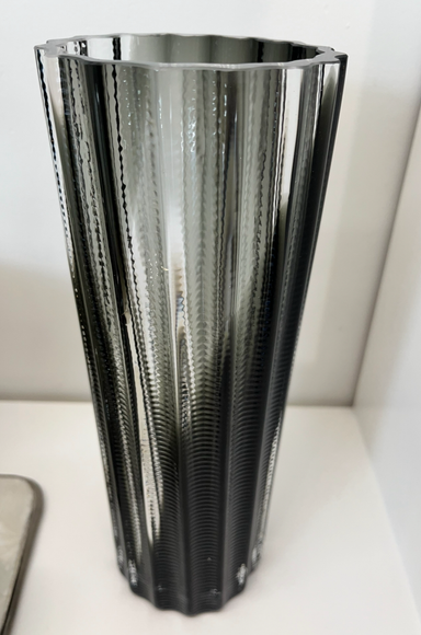 Tall Thread Grey/Crystal Splash Vase