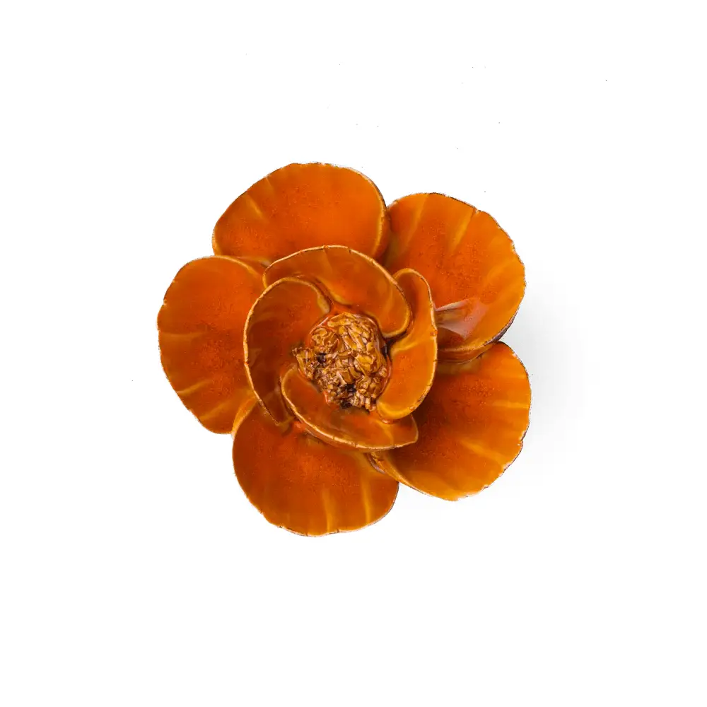 Burnt Orange Poppy Ceramic Flower