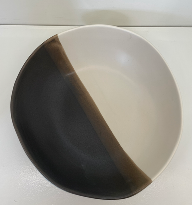 12" Charcoal and Matte White Duo Round Bowl