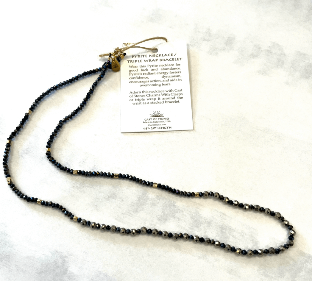 Pyrite Necklace / Triple Wrap Bracelet