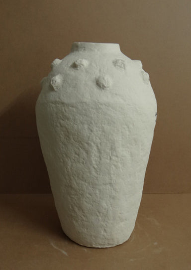 Paper Mache Vase Dia 22 OffWhite