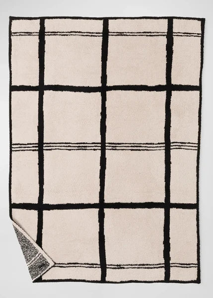 Stone Black CozyChic Grid Throw Blanket