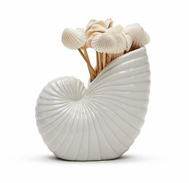 Nautilus Shell w 20 Seashell Picks