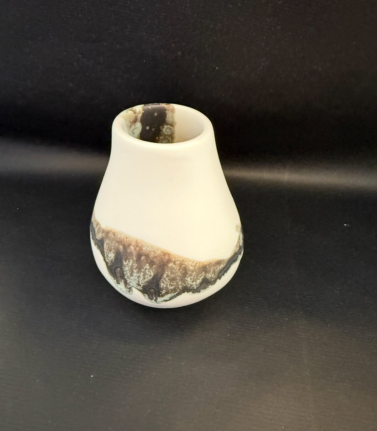 Charcoal on Matte White Mini Tapered Sphere Vase