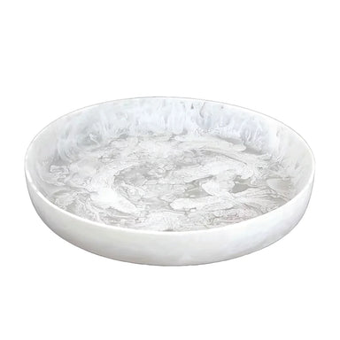 Round Medium Platter White Swirl