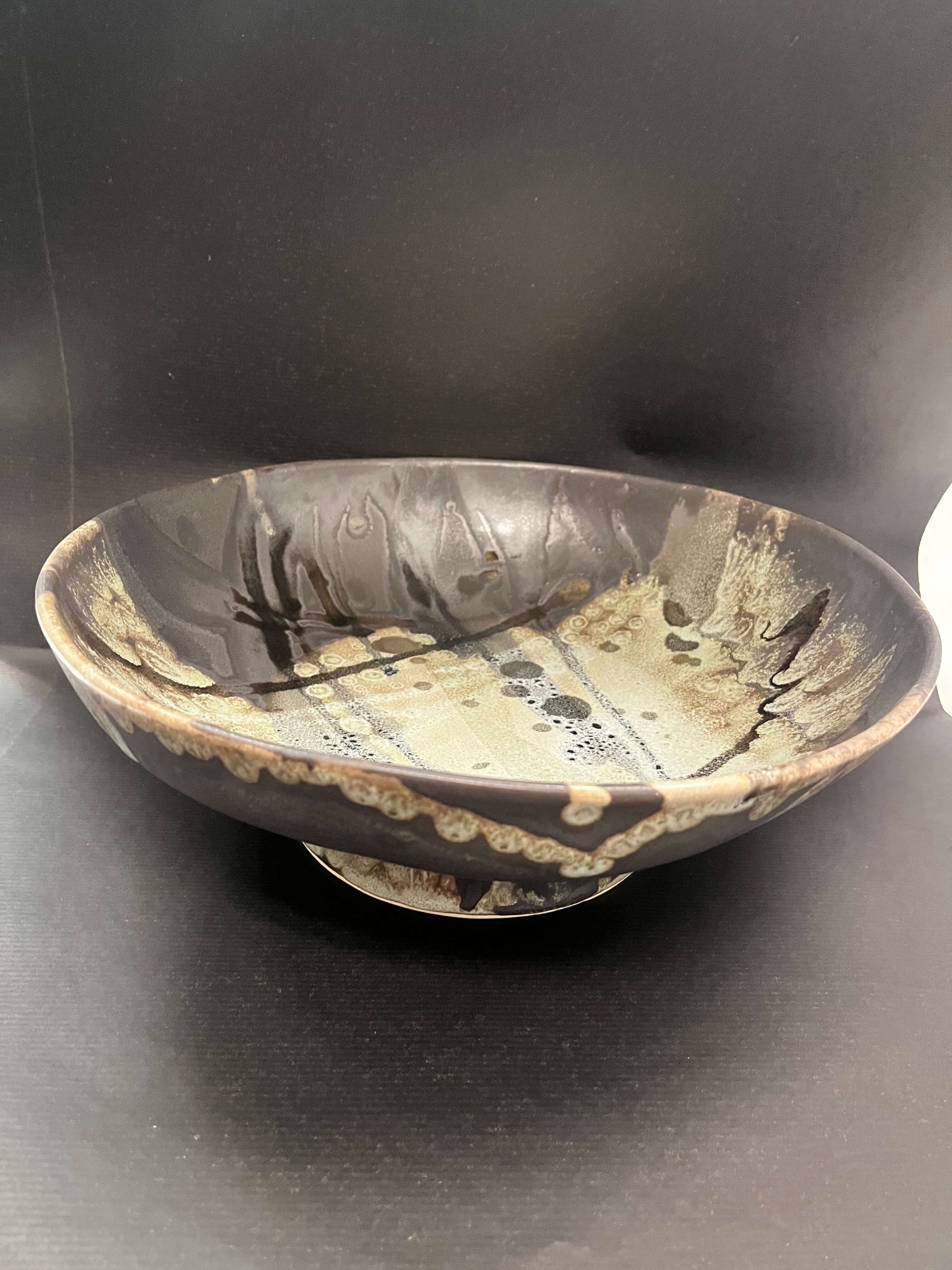 Marble Charcoal Medium Footed Bowl