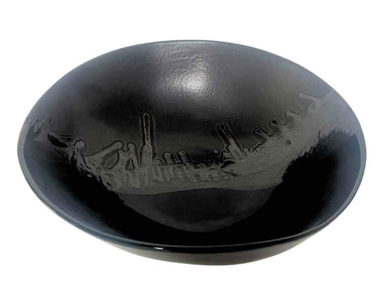 Black on Charcoal Medium Footed Bowl