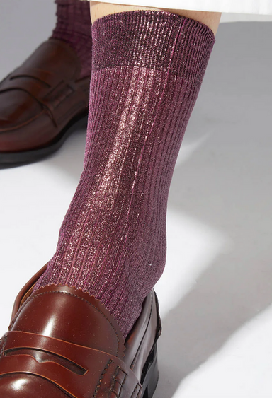 Bordeaux One Ribbed Laminated Socks