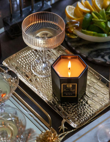 prosecco black candle