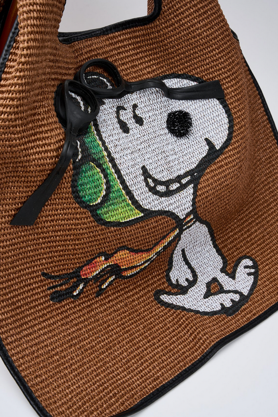 Brown Raffia Snoopy Handbag