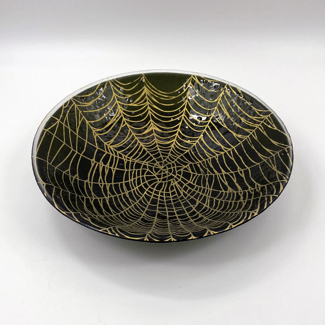 Web Large Bowl Black with Gold