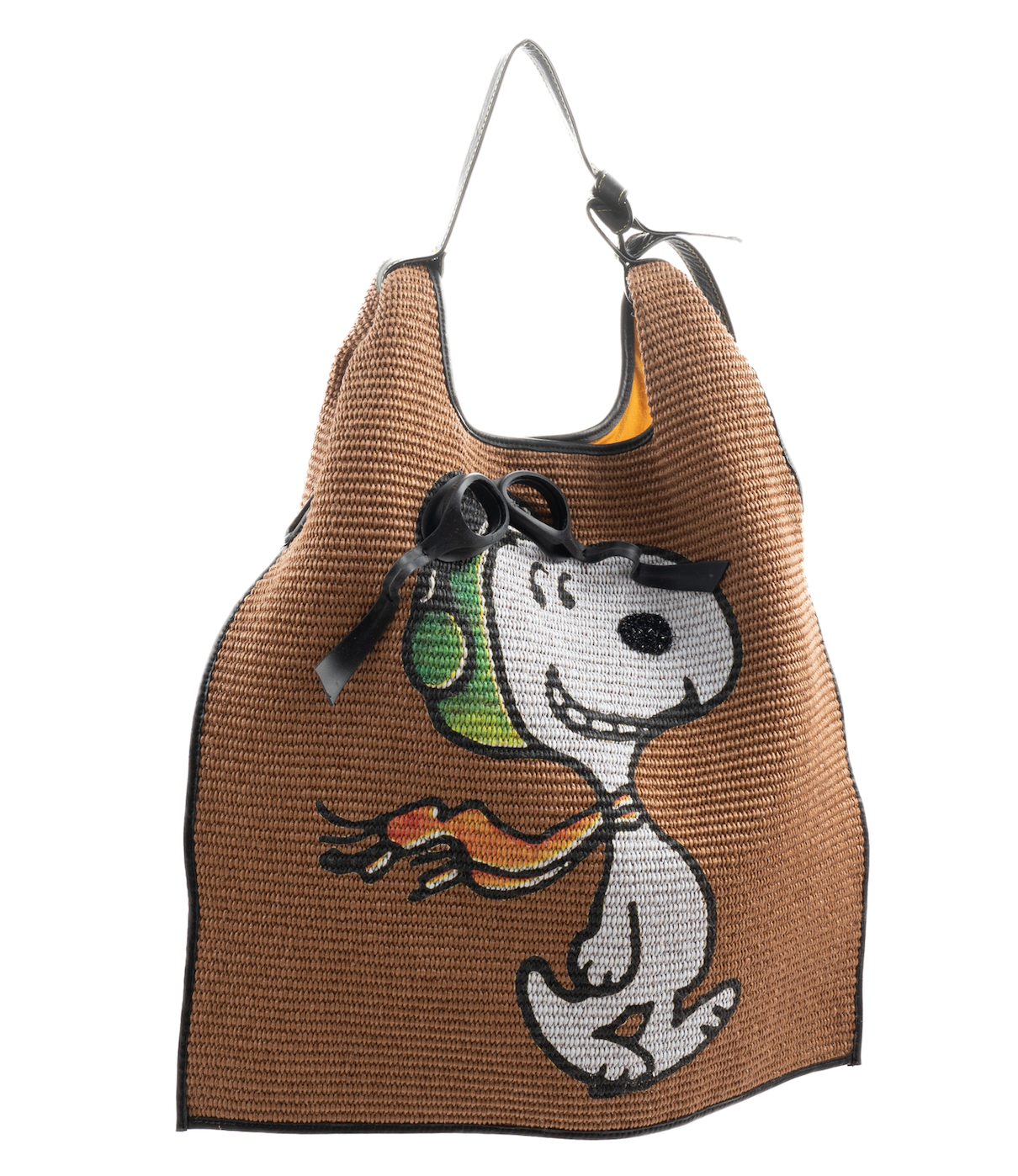 Brown Raffia Snoopy Handbag