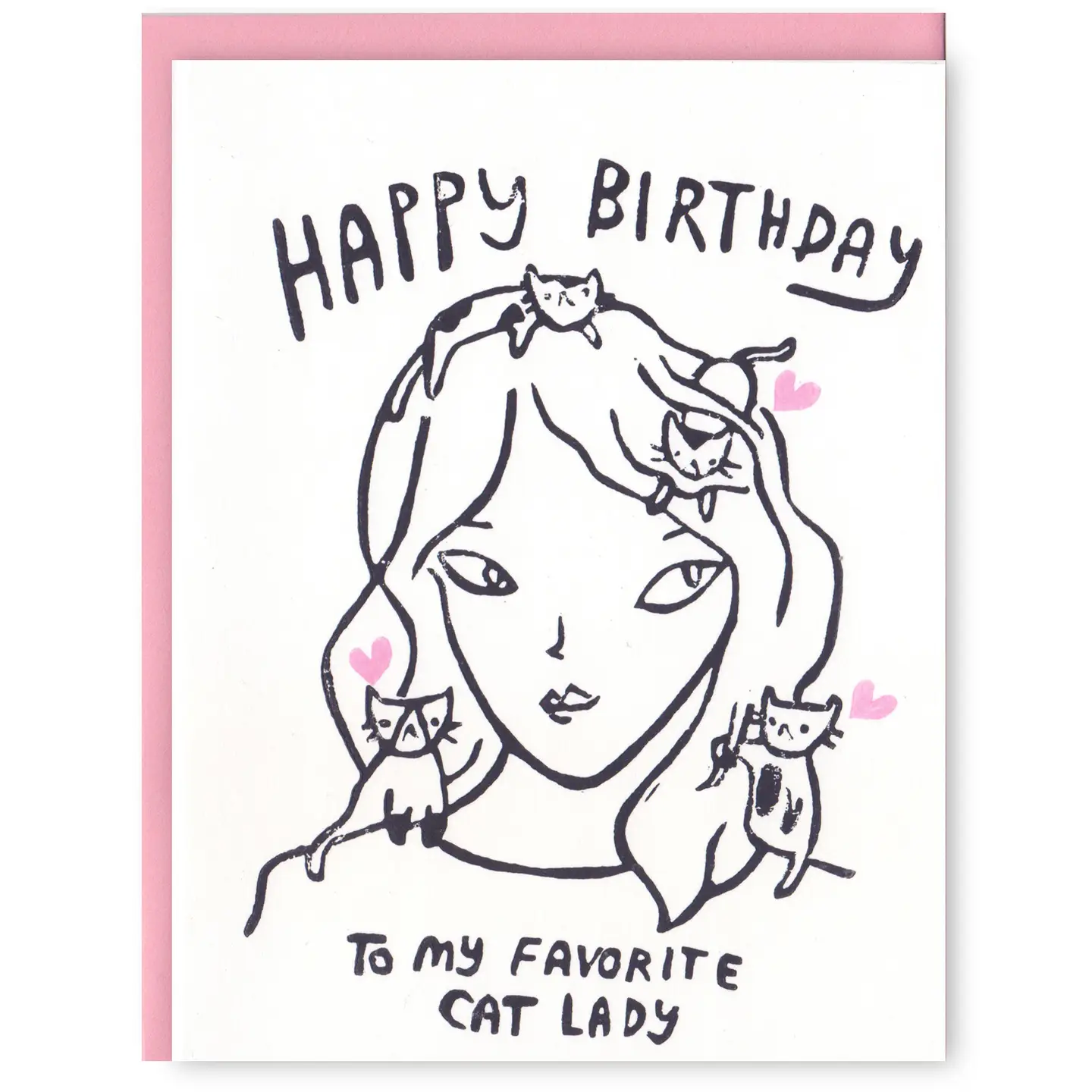 Cat Lady Birthday Letterpress Card