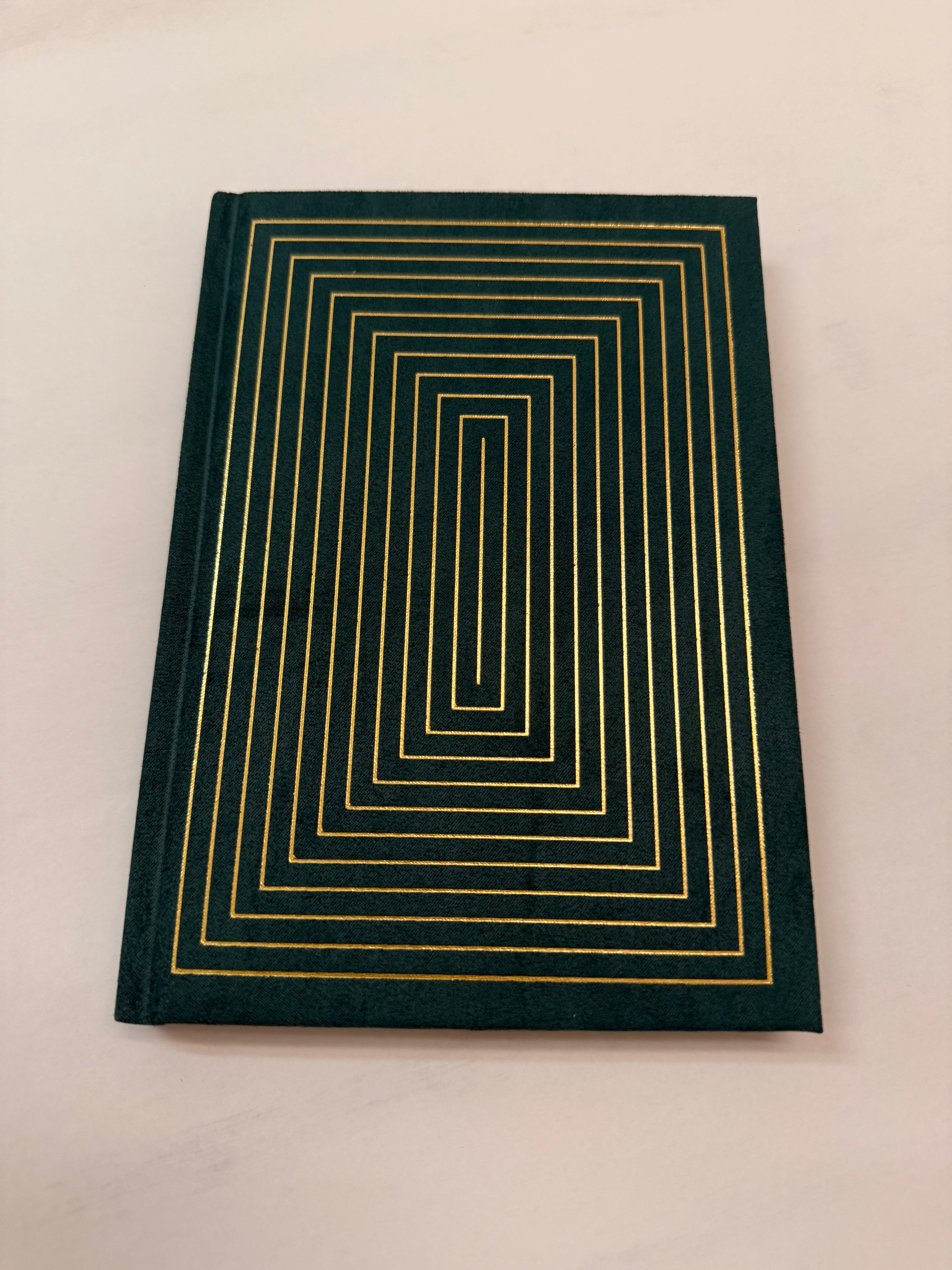 Green Linear Boxes Bookcloth Blank Book