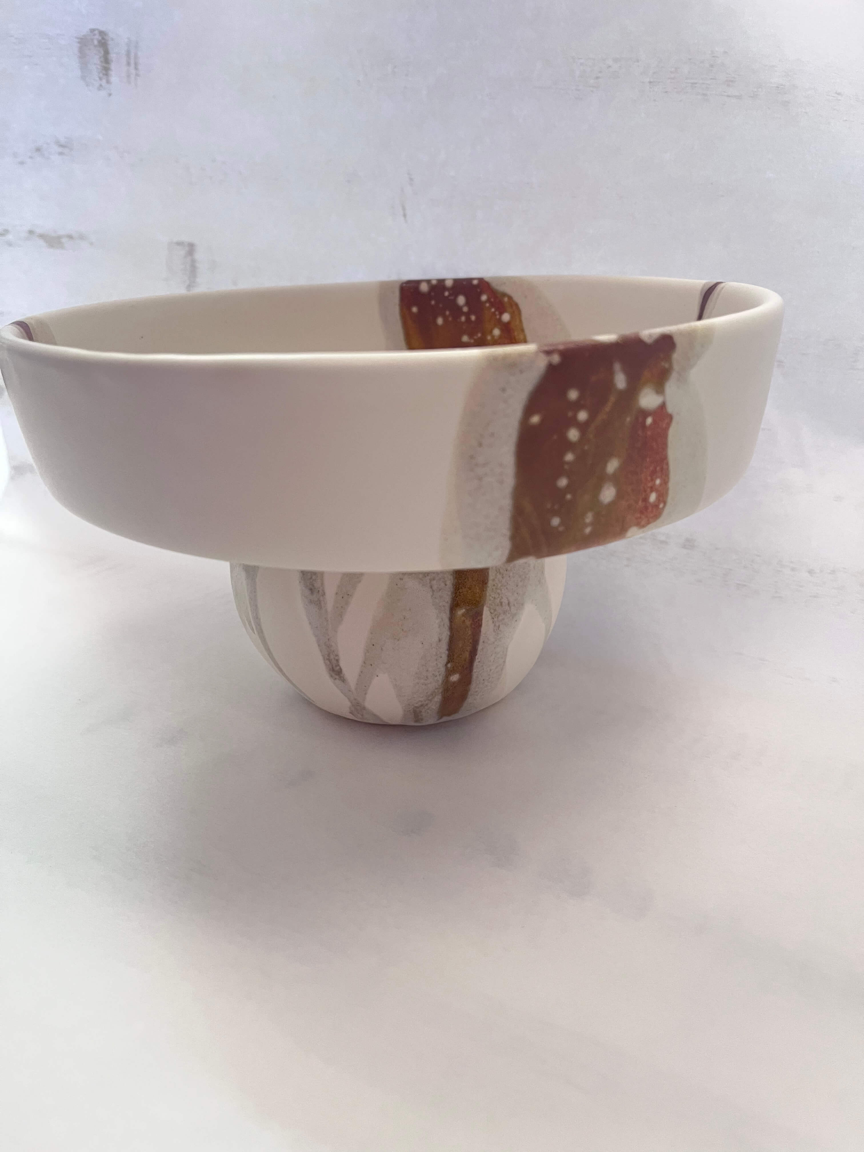 Sienna on Matte White Footed 8" Bowl