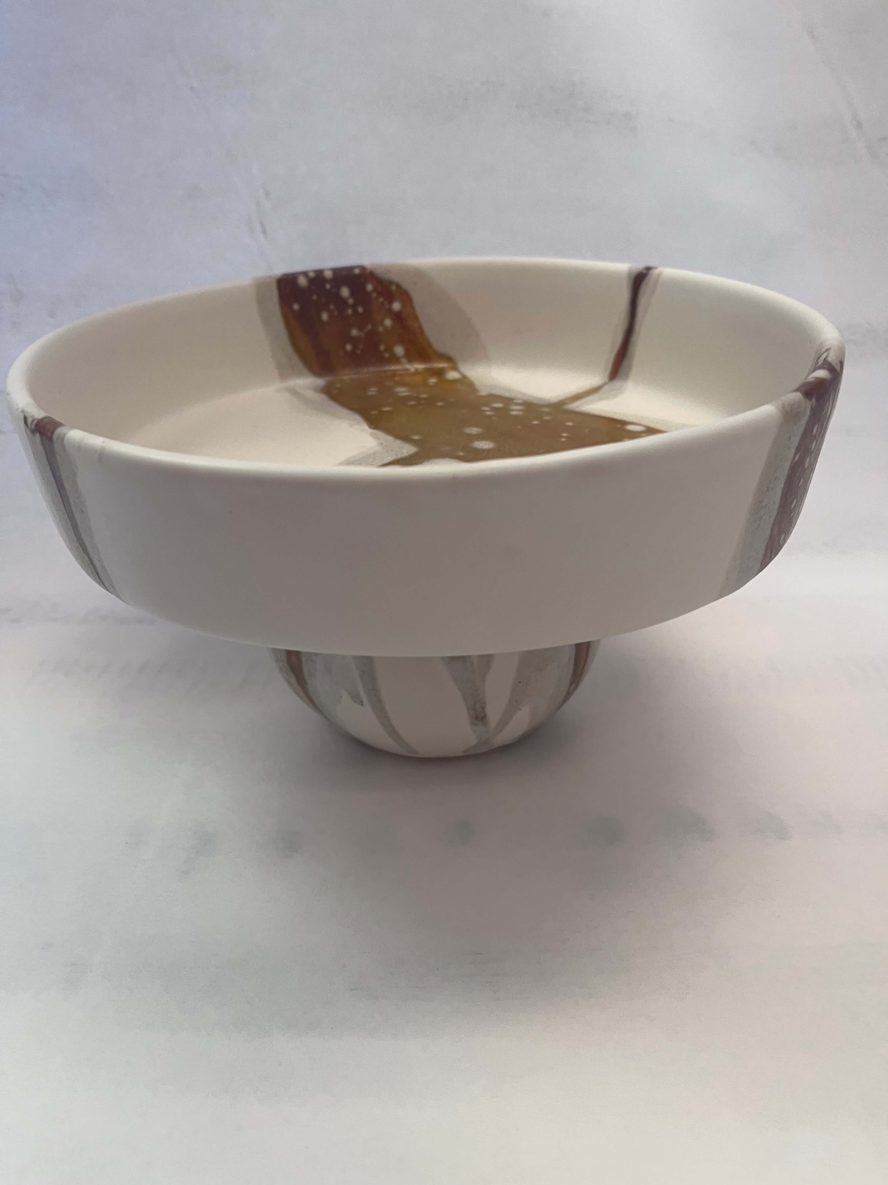 Sienna on Matte White Footed 8" Bowl