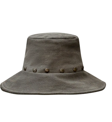 Stud Distressed Black Denim Bucket Hat