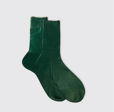 Forest Green One Ribbed Laminated Socks