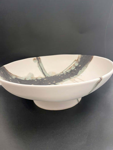 Charcoal on Matte White Medium Footed Bowl