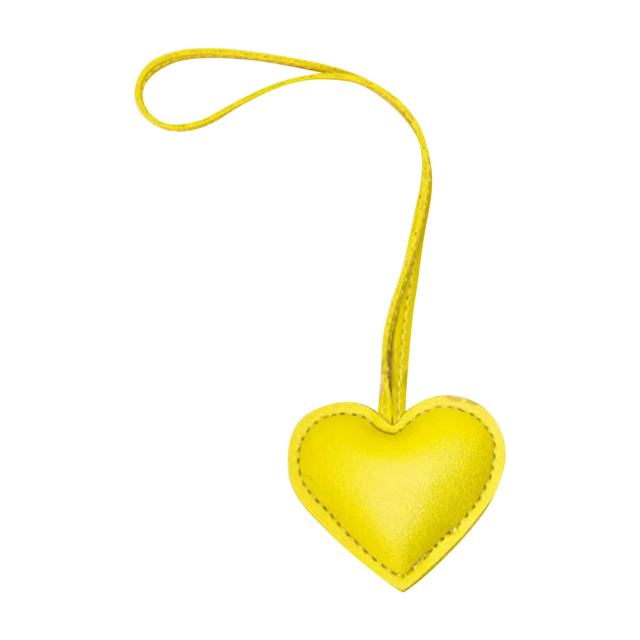 Yellow Leather Heart Bag Charm