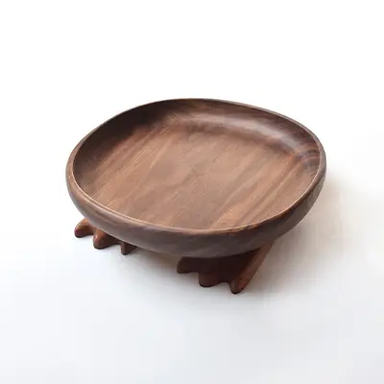 Round Black Walnut Bigfoot Storage Tray