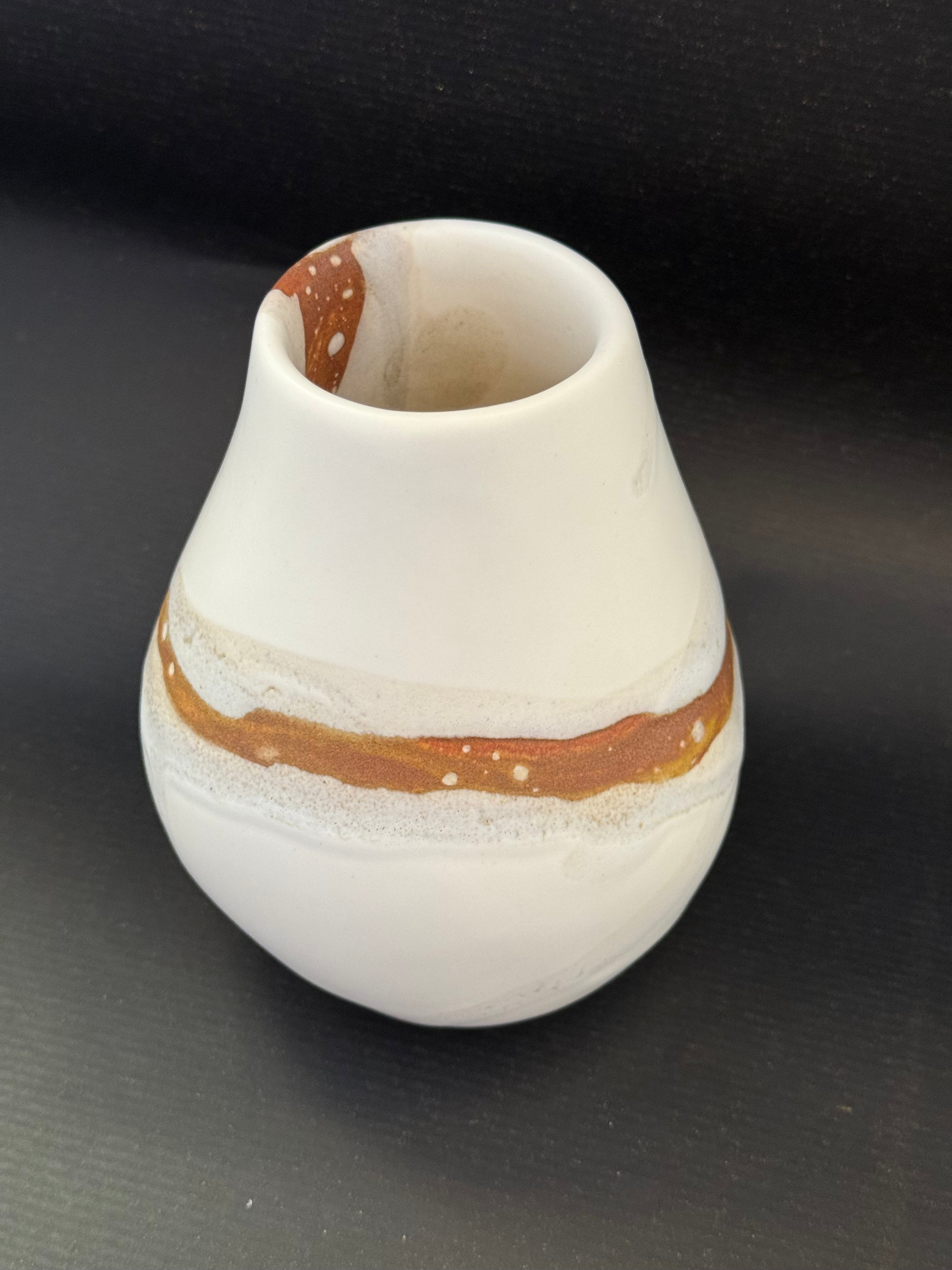 Sienna on Matte White Mini Tapered Sphere Vase