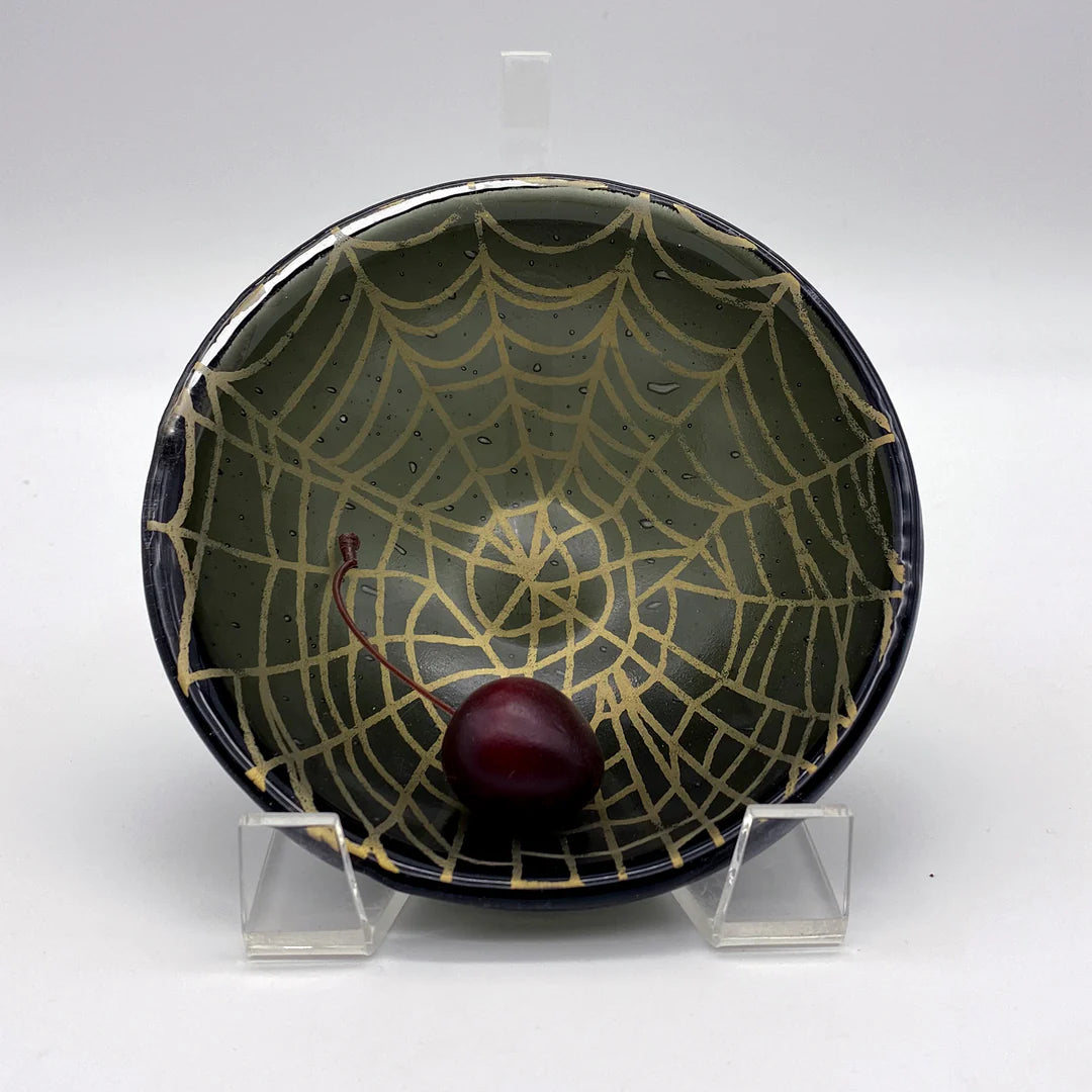 Web Small Bowl Black with Gold