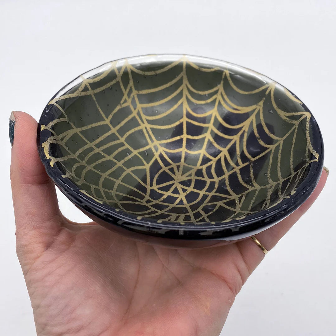 Web Small Bowl Black with Gold