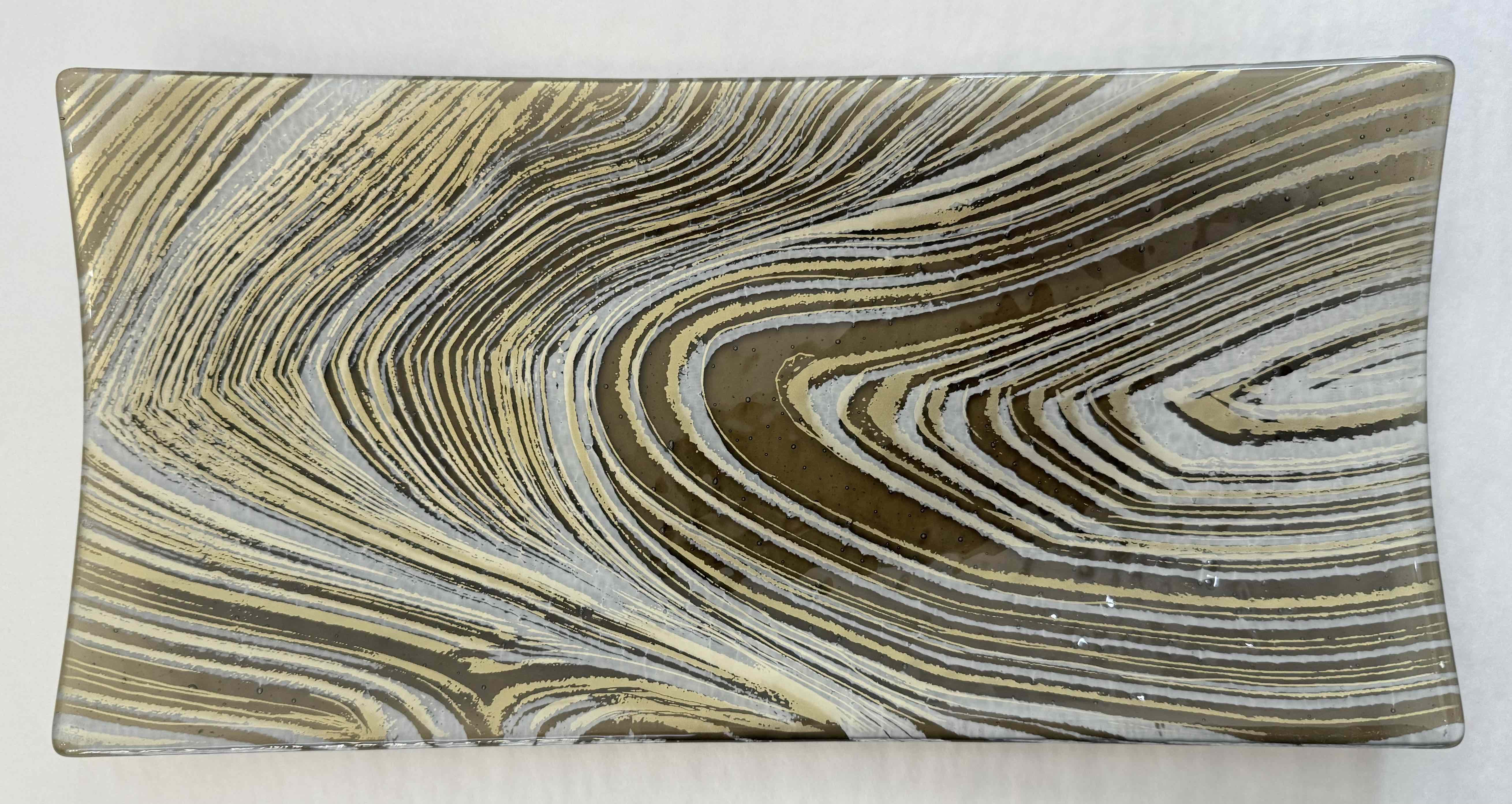 Agate Platter Bronze with Silver Gold