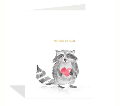 Stole My Heart Raccoon Card