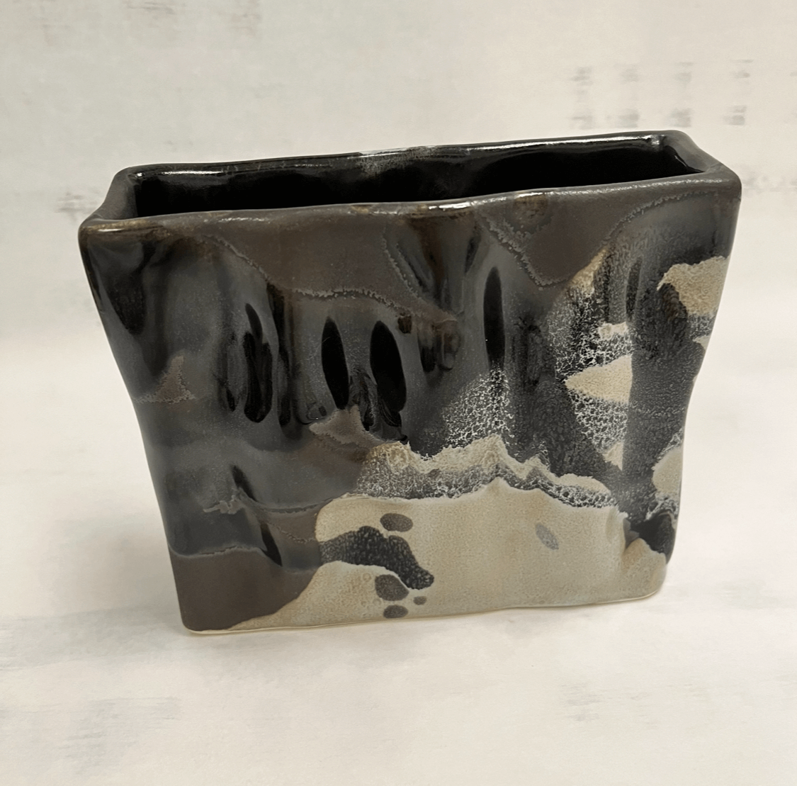 Marble Charcoal Mini Rectangle Ripple Vase