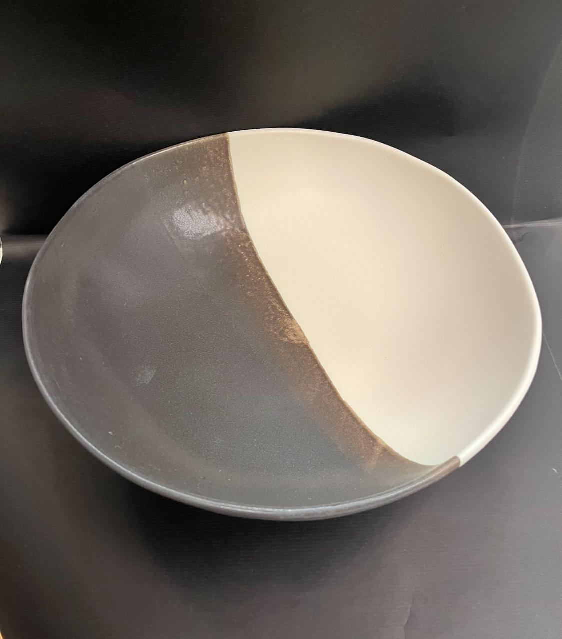 Charcoal &amp; Matte White Duo Medium Footed Bowl