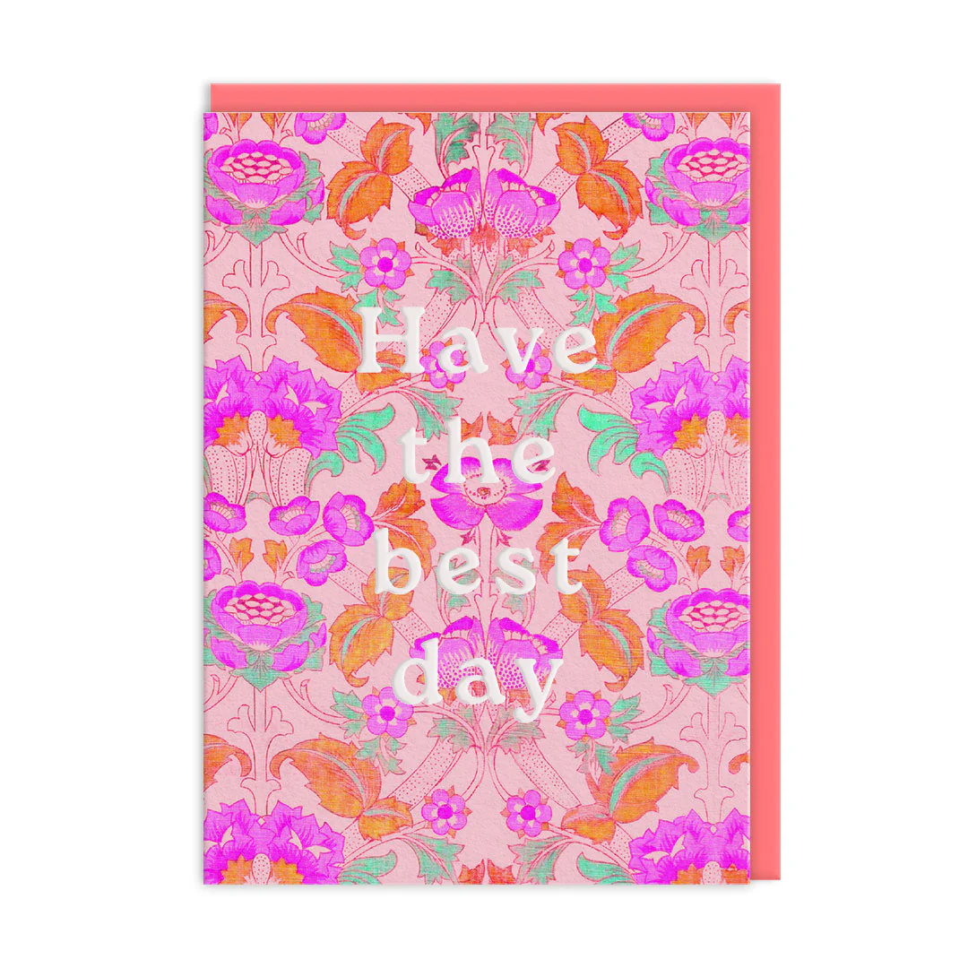 Neon Floral Pink Arts and Crafts Card — Tesoro