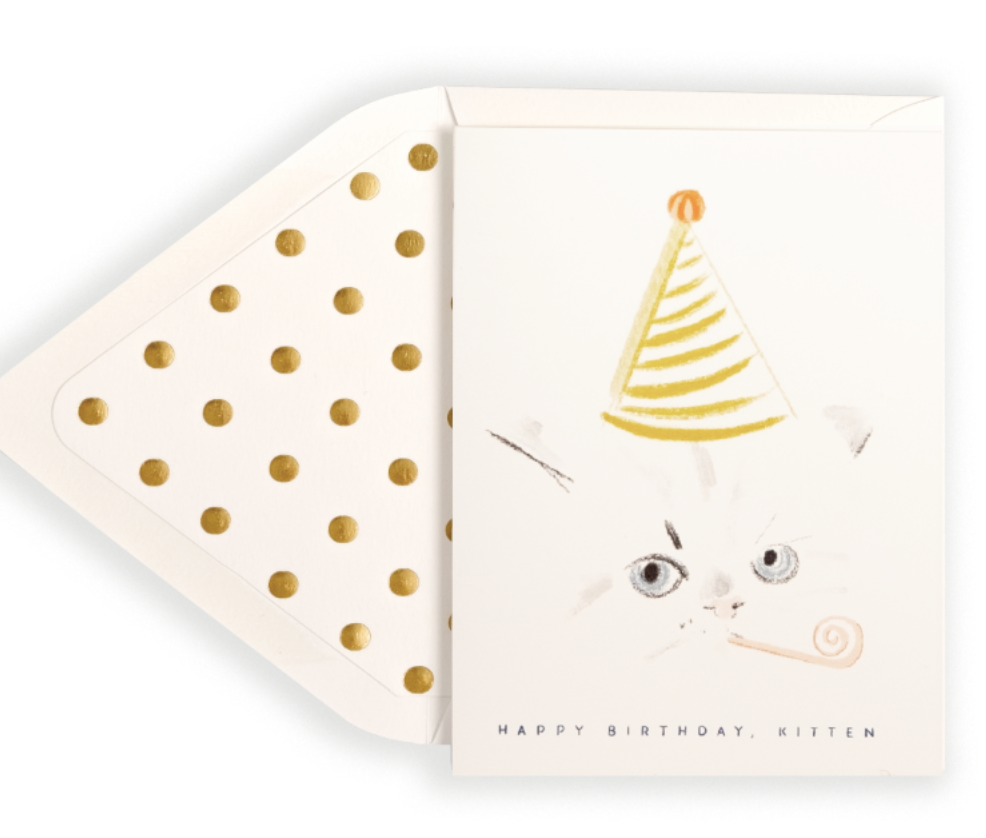 Kitten Party Hat Card