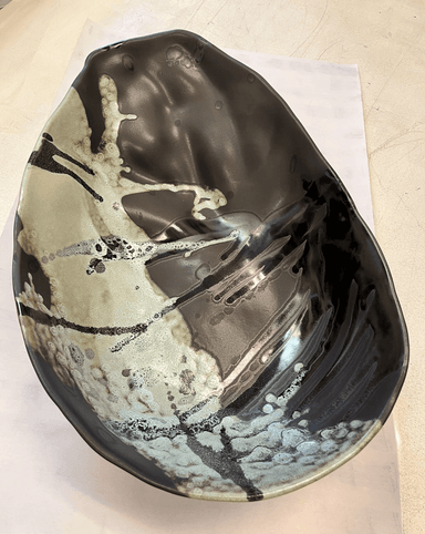 Marble Charcoal Large Oval Ripple Bowl