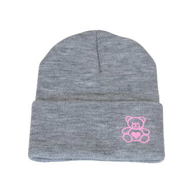 Grey Glitter Teddy Bear Beanie