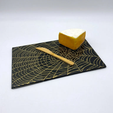 Web Cheese Plate Black with Gold