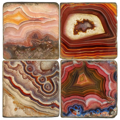 Malachite - Tumbled Marble Coasters Set/4