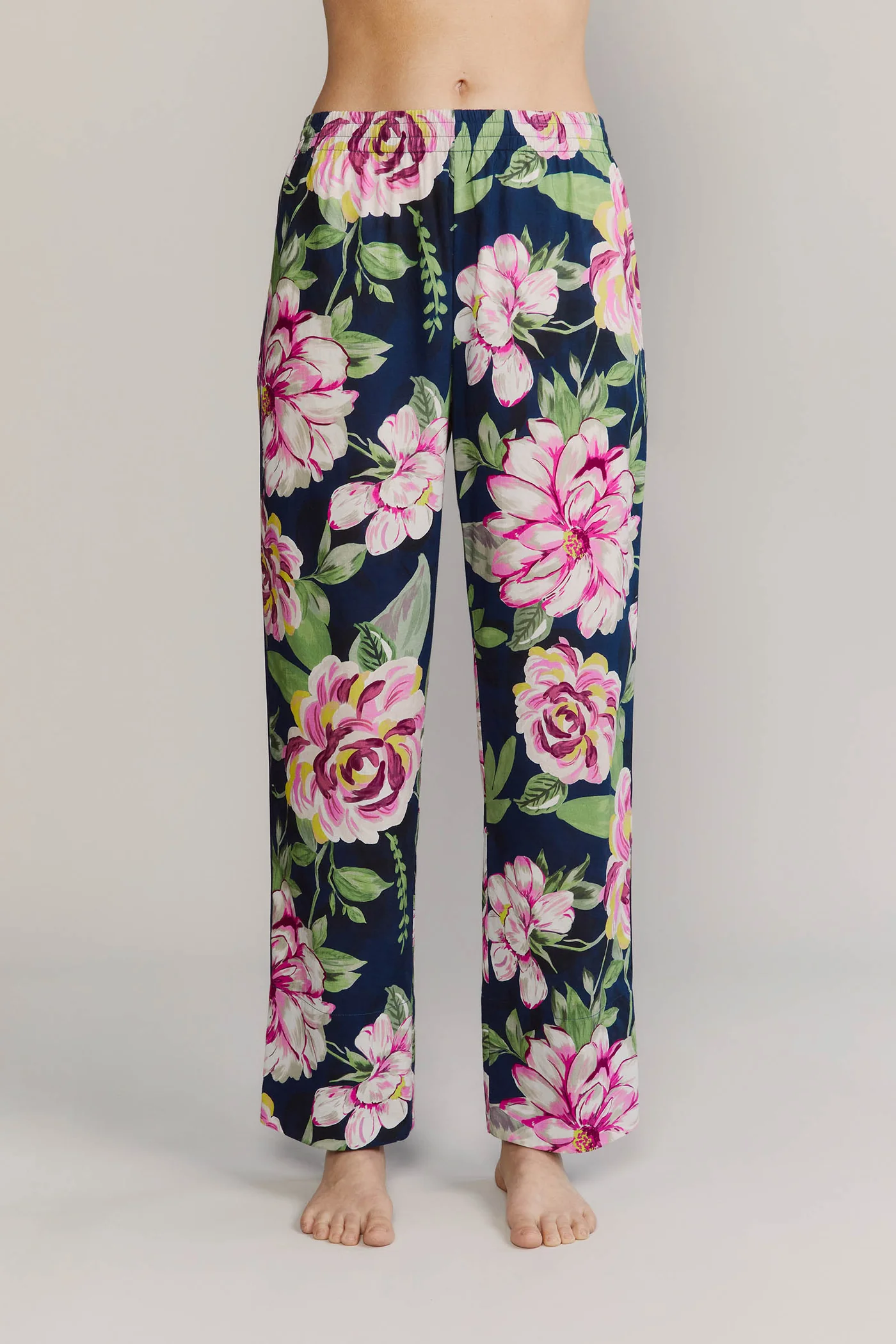 Pink Peony Navy Cotton Pajamas