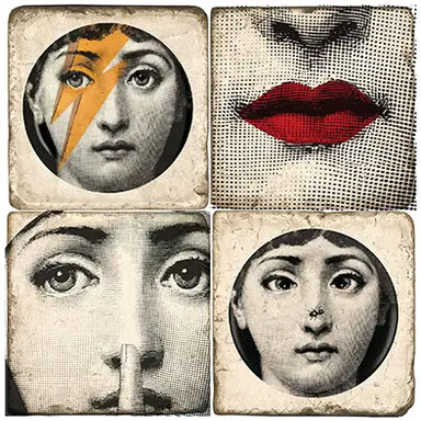 Fornasetti - Tumbled Marble Coasters Set/4