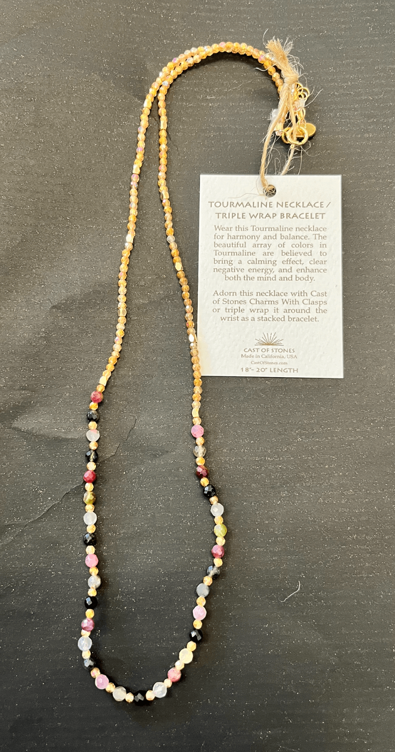 Tourmaline Necklace / Triple Wrap Bracelet